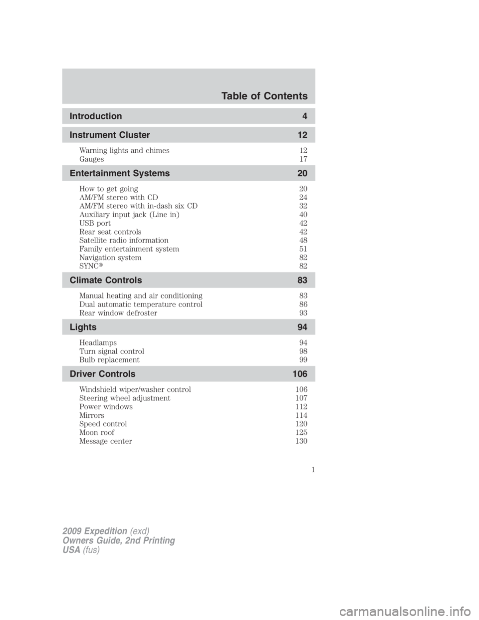 FORD EXPEDITION EL 2009  Owners Manual 