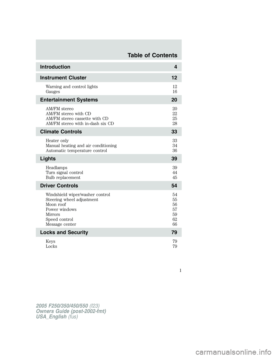 FORD F250 SUPER DUTY 2005  Owners Manual 