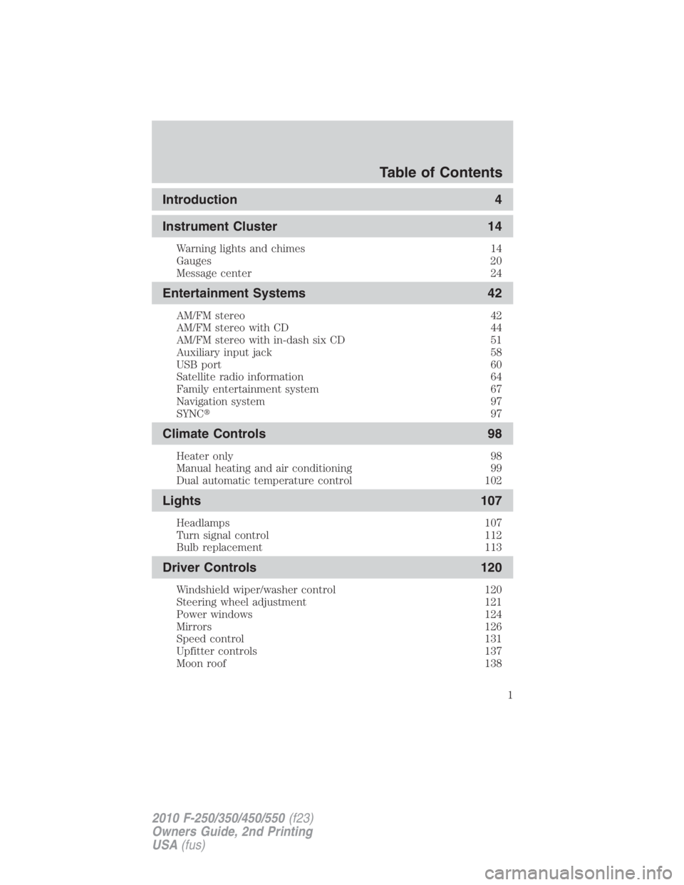 FORD F250 SUPER DUTY 2010  Owners Manual 