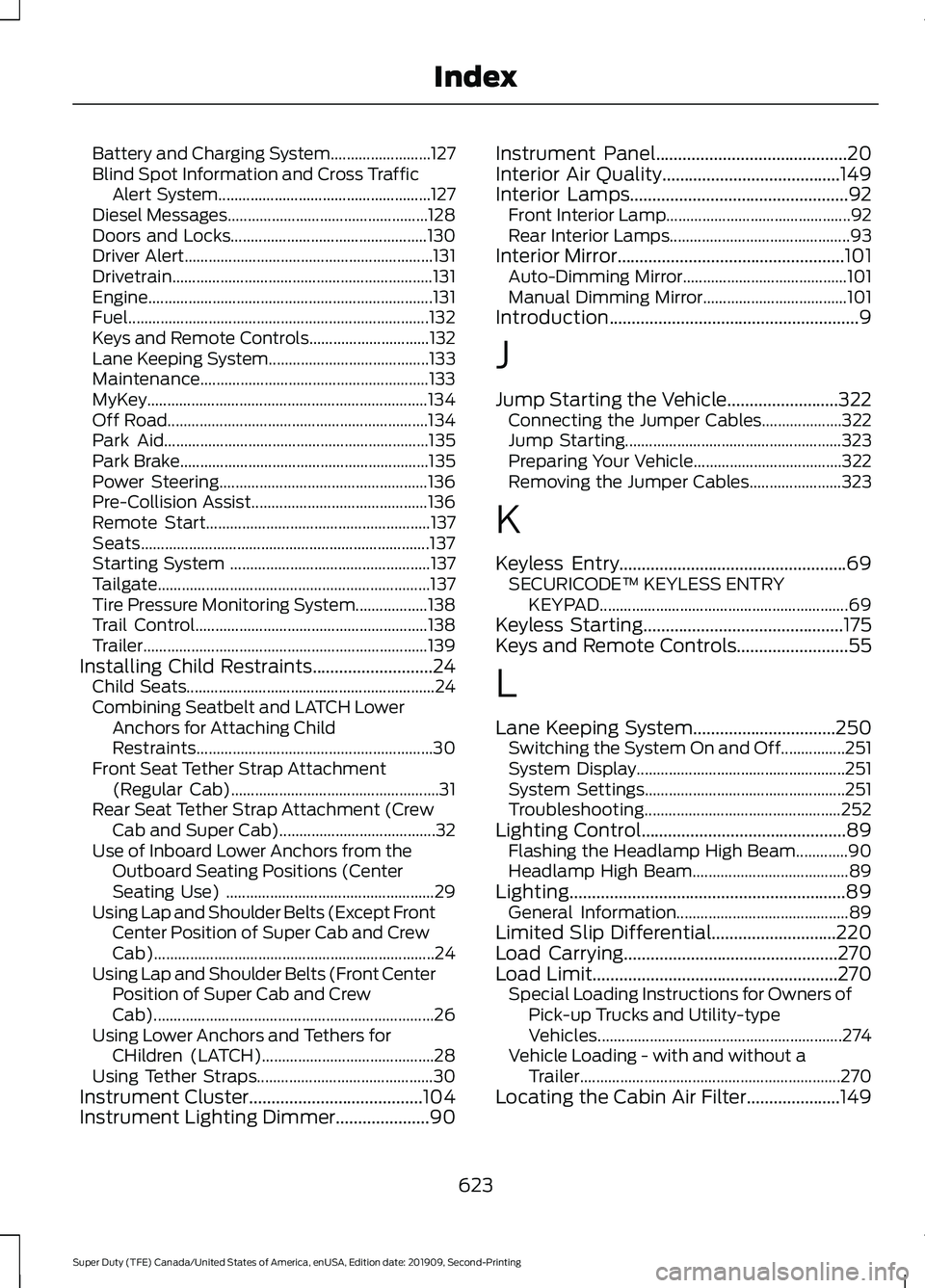 FORD F250 SUPER DUTY 2020 Owners Manual Battery and Charging System.........................
127
Blind Spot Information and Cross Traffic Alert System..................................................... 127
Diesel Messages................. FORD F250 SUPER DUTY 2020 Owners Manual Battery and Charging System.........................
127
Blind Spot Information and Cross Traffic Alert System..................................................... 127
Diesel Messages.................