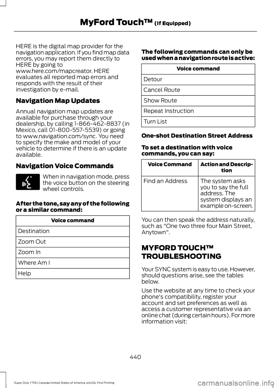FORD F450 SUPER DUTY 2016 Owners Manual HERE is the digital map provider for thenavigation application. If you find map dataerrors, you may report them directly toHERE by going towww.here.com/mapcreator. HEREevaluates all reported map error FORD F450 SUPER DUTY 2016 Owners Manual HERE is the digital map provider for thenavigation application. If you find map dataerrors, you may report them directly toHERE by going towww.here.com/mapcreator. HEREevaluates all reported map error