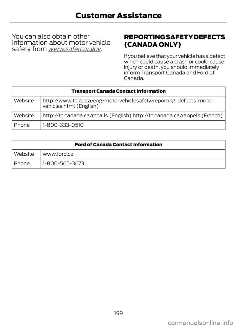 FORD F650/750 2023 Owners Manual You can also obtain other
information about motor vehicle
safety from www
.safercar.gov.REPORTING SAFETY DEFECTS
(CANADA ONLY)
If you believe that your vehicle has a defect
which could cause a crash o FORD F650/750 2023 Owners Manual You can also obtain other
information about motor vehicle
safety from www
.safercar.gov.REPORTING SAFETY DEFECTS
(CANADA ONLY)
If you believe that your vehicle has a defect
which could cause a crash o