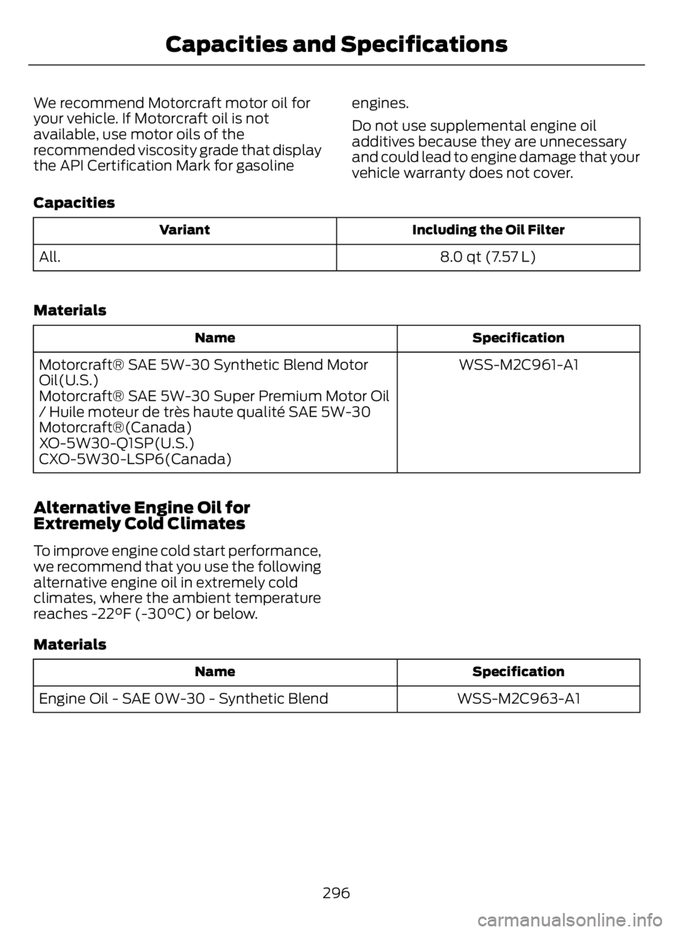 FORD F650/750 2023 Owners Manual We recommend Motorcraft motor oil for
your vehicle. If Motorcraft oil is not
available, use motor oils of the
recommended viscosity grade that display
the API Certification Mark for gasolineengines.
D FORD F650/750 2023 Owners Manual We recommend Motorcraft motor oil for
your vehicle. If Motorcraft oil is not
available, use motor oils of the
recommended viscosity grade that display
the API Certification Mark for gasolineengines.
D