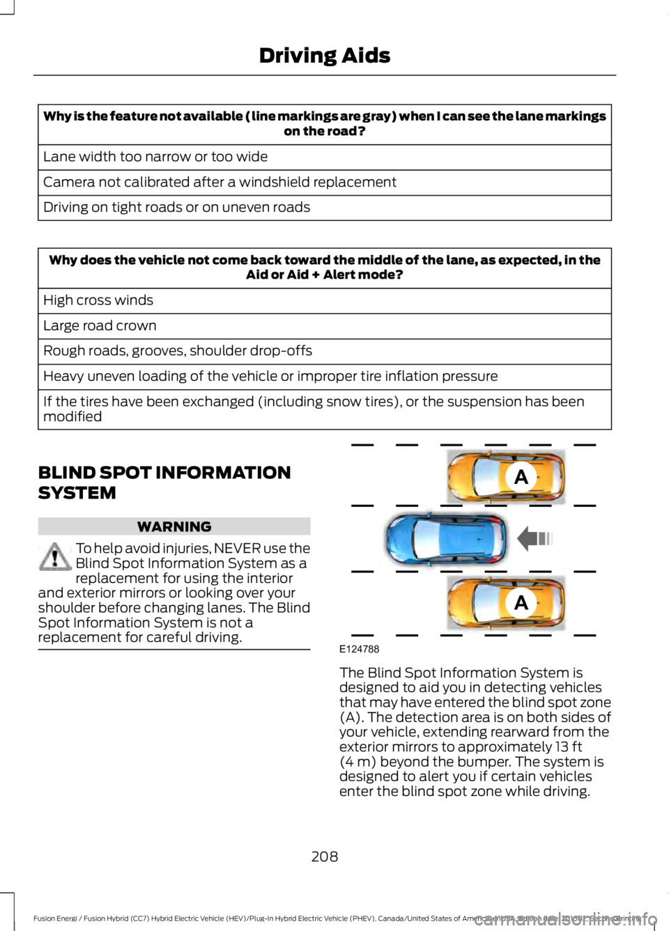 FORD FUSION ENERGI 2017 Owners Manual Why is the feature not available (line markings are gray) when I can see the lane markingson the road?
Lane width too narrow or too wide
Camera not calibrated after a windshield replacement
Driving on FORD FUSION ENERGI 2017 Owners Manual Why is the feature not available (line markings are gray) when I can see the lane markingson the road?
Lane width too narrow or too wide
Camera not calibrated after a windshield replacement
Driving on