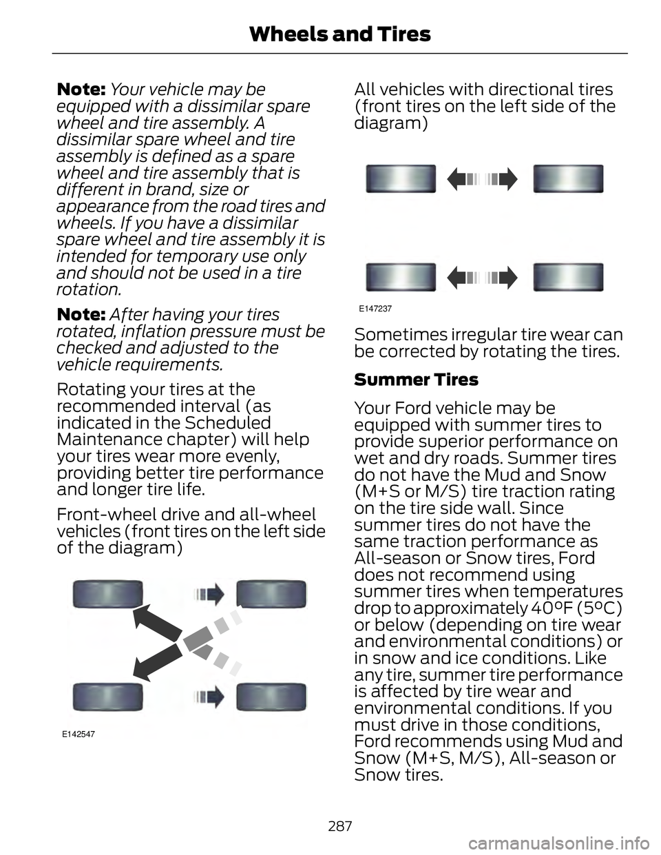 FORD FUSION HYBRID 2014 Owners Manual Note: Your vehicle may be
equipped with a dissimilar spare
wheel and tire assembly. A
dissimilar spare wheel and tire
assembly is defined as a spare
wheel and tire assembly that is
different in brand, FORD FUSION HYBRID 2014 Owners Manual Note: Your vehicle may be
equipped with a dissimilar spare
wheel and tire assembly. A
dissimilar spare wheel and tire
assembly is defined as a spare
wheel and tire assembly that is
different in brand,