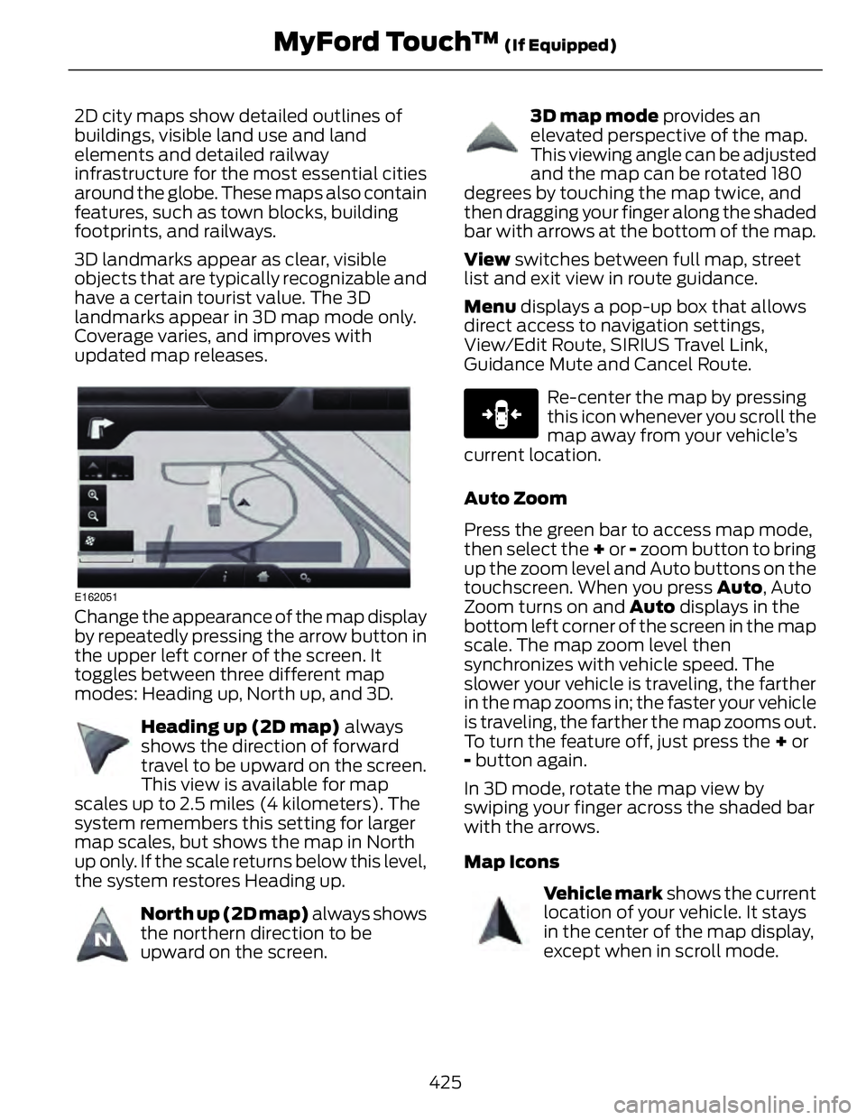 FORD FUSION HYBRID 2014  Owners Manual 2D city maps show detailed outlines of
buildings, visible land use and land
elements and detailed railway
infrastructure for the most essential cities
around the globe. These maps also contain
feature