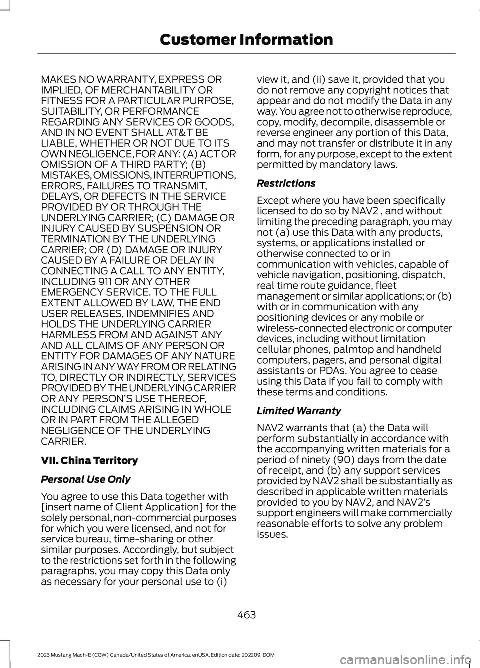 FORD MUSTANG MACH E 2023 User Guide MAKES NO WARRANTY, EXPRESS ORIMPLIED, OF MERCHANTABILITY ORFITNESS FOR A PARTICULAR PURPOSE,SUITABILITY, OR PERFORMANCEREGARDING ANY SERVICES OR GOODS,AND IN NO EVENT SHALL AT&T BELIABLE, WHETHER OR N FORD MUSTANG MACH E 2023 User Guide MAKES NO WARRANTY, EXPRESS ORIMPLIED, OF MERCHANTABILITY ORFITNESS FOR A PARTICULAR PURPOSE,SUITABILITY, OR PERFORMANCEREGARDING ANY SERVICES OR GOODS,AND IN NO EVENT SHALL AT&T BELIABLE, WHETHER OR N