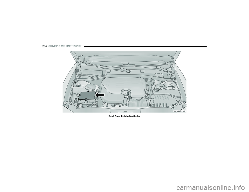 DODGE CHARGER 2022 Owners Manual
254SERVICING AND MAINTENANCE
Front Power Distribution Center
22_LD_OM_EN_USC_t.book Page 254 DODGE CHARGER 2022 Owners Manual
254SERVICING AND MAINTENANCE
Front Power Distribution Center
22_LD_OM_EN_USC_t.book Page 254