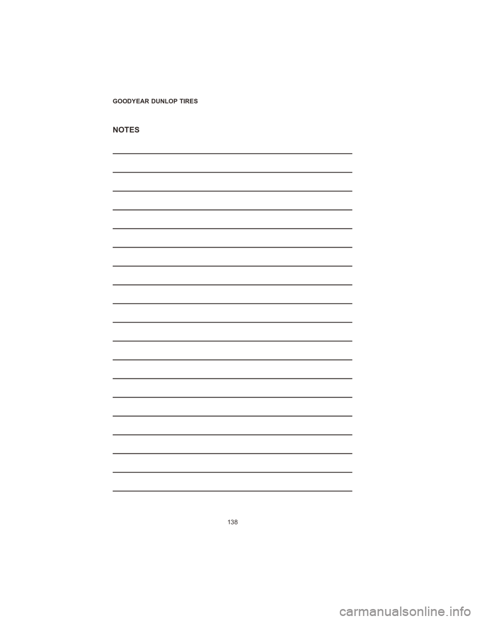 DODGE DURANGO 2020  Vehicle Warranty NOTES
GOODYEAR DUNLOP TIRES138 
