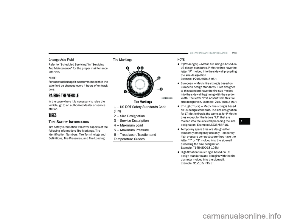 DODGE CHALLENGER 2020 Owners Manual
SERVICING AND MAINTENANCE269
Change Axle Fluid
Refer to “Scheduled Servicing” in “Servicing
And Maintenance” for the proper maintenance
intervals.
NOTE:
For race track usage it is recommend DODGE CHALLENGER 2020 Owners Manual
SERVICING AND MAINTENANCE269
Change Axle Fluid
Refer to “Scheduled Servicing” in “Servicing
And Maintenance” for the proper maintenance
intervals.
NOTE:
For race track usage it is recommend