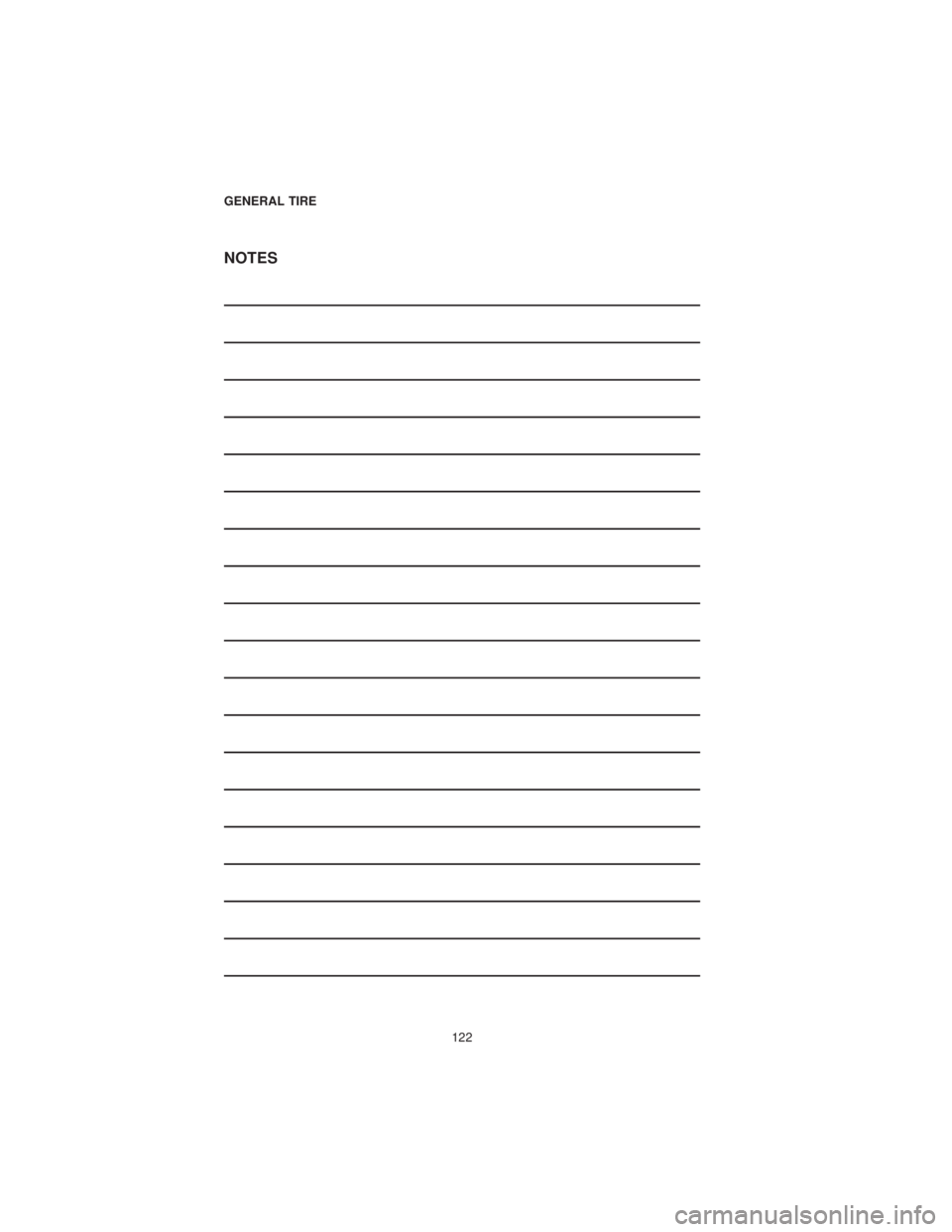 DODGE CHARGER 2019  Vehicle Warranty NOTES
GENERAL TIRE122 