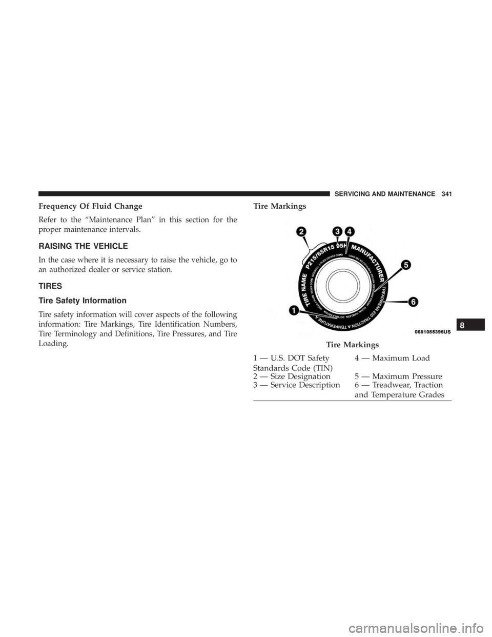 DODGE JOURNEY 2019 Owners Manual Frequency Of Fluid Change
Refer to the “Maintenance Plan” in this section for the
proper maintenance intervals.
RAISING THE VEHICLE
In the case where it is necessary to raise the vehicle, go to
an DODGE JOURNEY 2019 Owners Manual Frequency Of Fluid Change
Refer to the “Maintenance Plan” in this section for the
proper maintenance intervals.
RAISING THE VEHICLE
In the case where it is necessary to raise the vehicle, go to
an