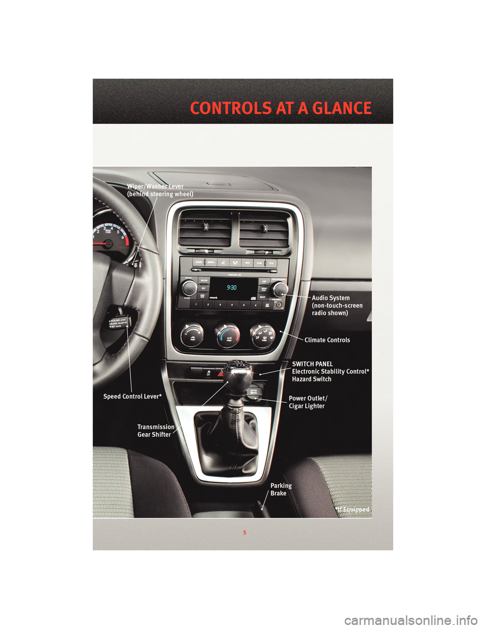 DODGE CALIBER 2010 1.G User Guide 5
CONTROLS AT A GLANCE DODGE CALIBER 2010 1.G User Guide 5
CONTROLS AT A GLANCE