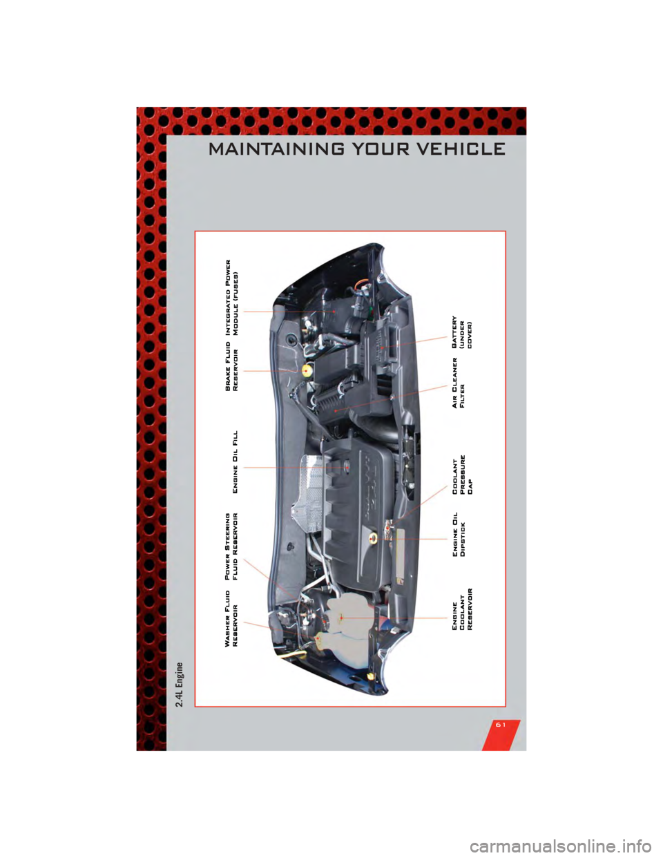 DODGE CALIBER 2011 1.G Repair Manual 2.4L Engine
MAINTAINING YOUR VEHICLE
61 DODGE CALIBER 2011 1.G Repair Manual 2.4L Engine
MAINTAINING YOUR VEHICLE
61