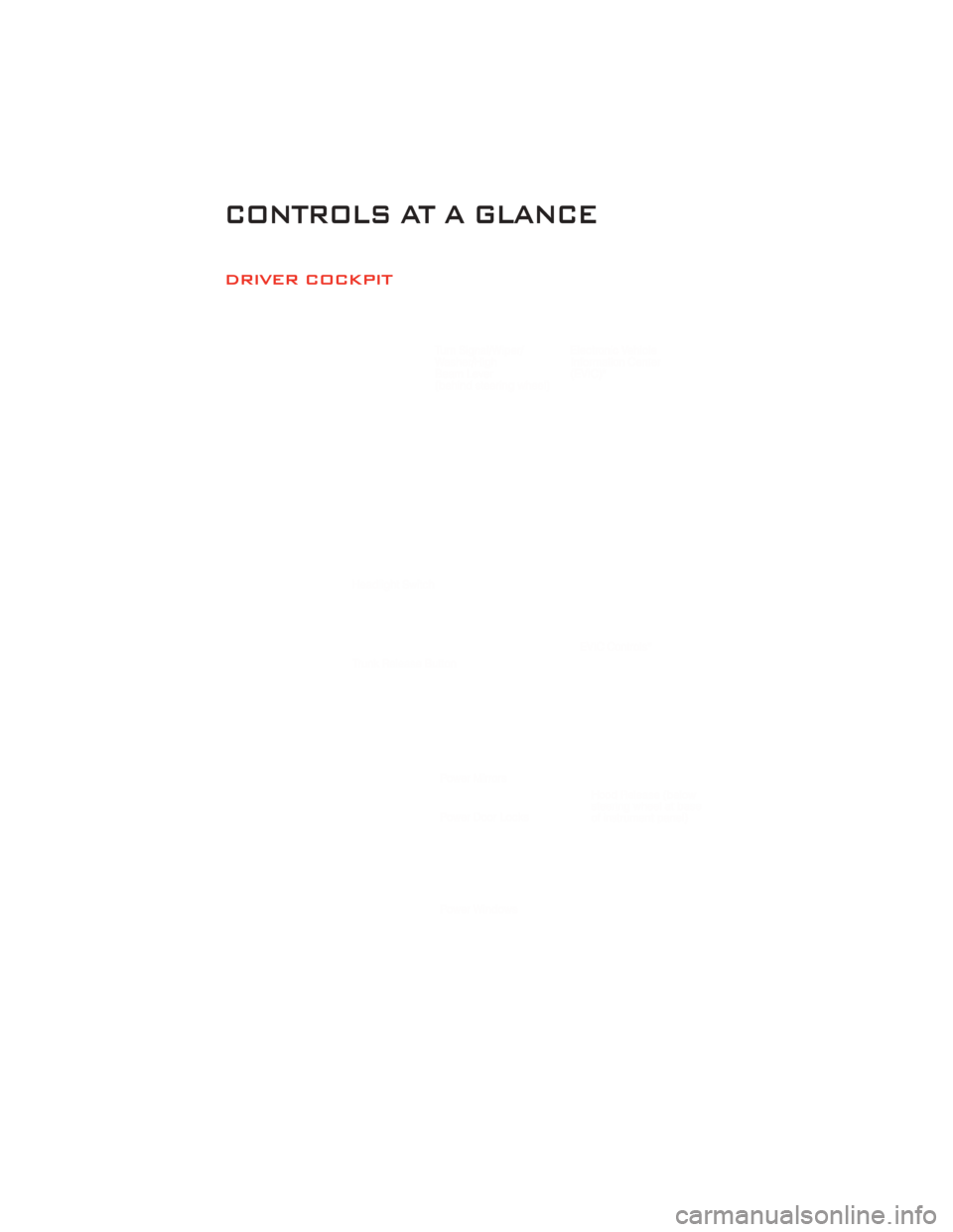 DODGE CHALLENGER 2011 3.G User Guide DRIVER COCKPIT
CONTROLS AT A GLANCE
4 