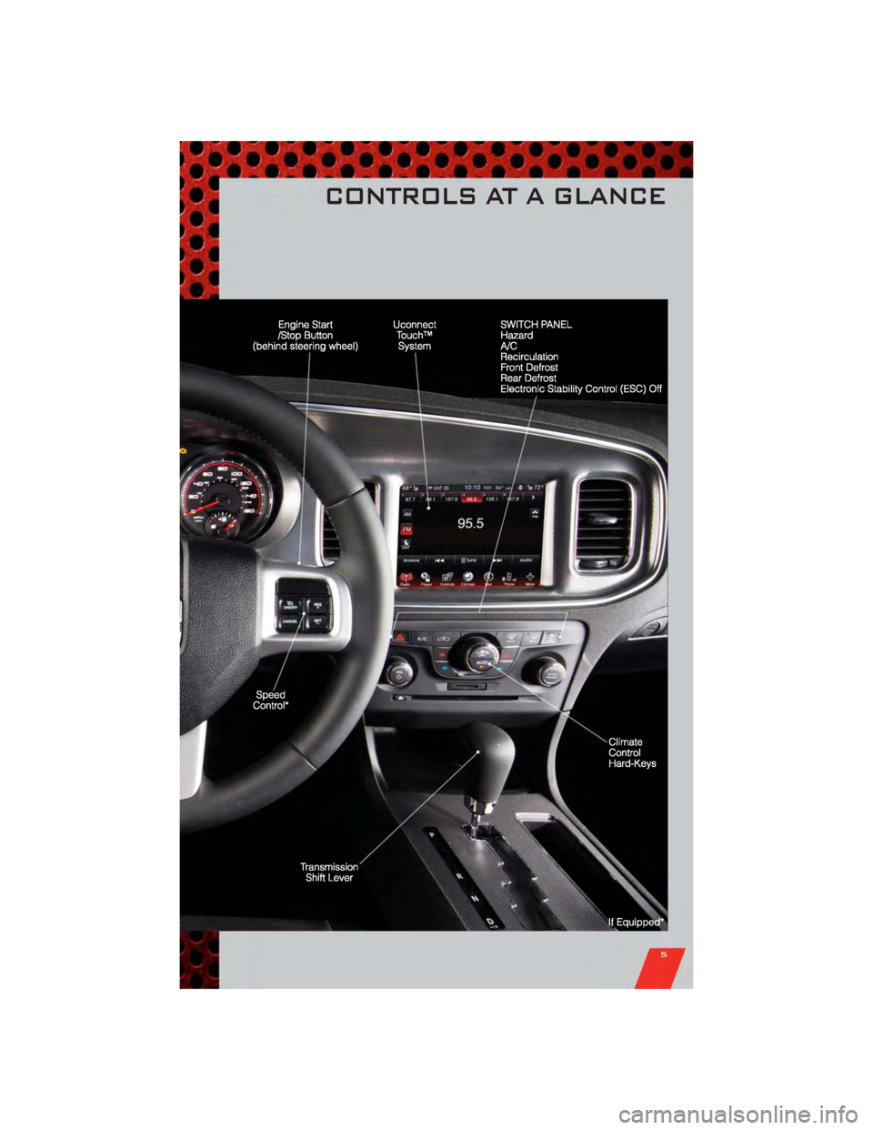 DODGE CHARGER 2011 7.G Owners Manual CONTROLS AT A GLANCE
5 DODGE CHARGER 2011 7.G Owners Manual CONTROLS AT A GLANCE
5