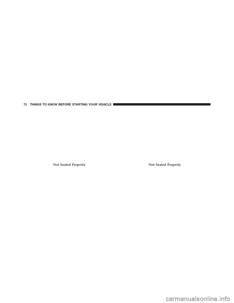 DODGE DART 2013 PF / 1.G Manual PDF Not Seated ProperlyNot Seated Properly
72 THINGS TO KNOW BEFORE STARTING YOUR VEHICLE DODGE DART 2013 PF / 1.G Manual PDF Not Seated ProperlyNot Seated Properly
72 THINGS TO KNOW BEFORE STARTING YOUR VEHICLE