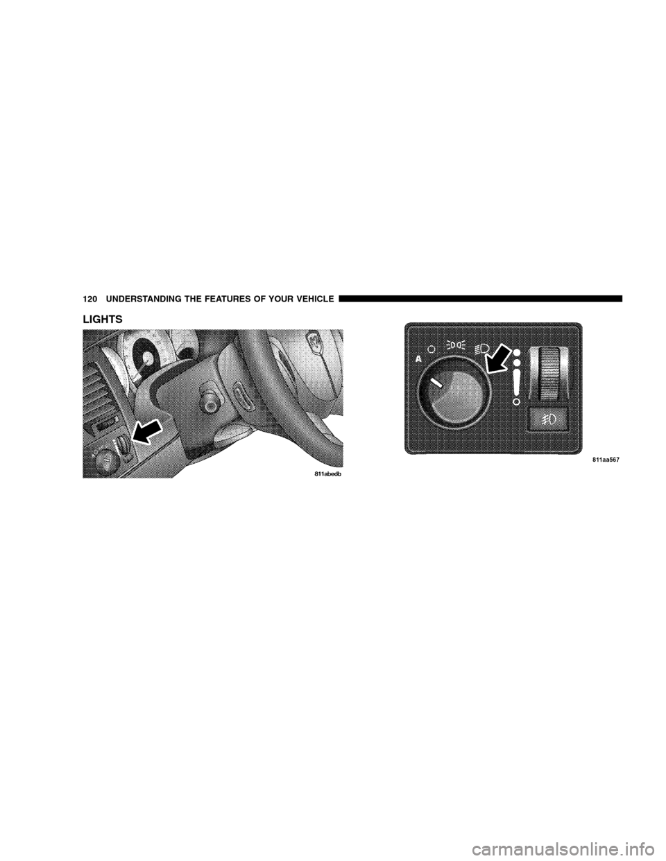 DODGE DURANGO 2005 2.G Owners Manual LIGHTS
120 UNDERSTANDING THE FEATURES OF YOUR VEHICLE DODGE DURANGO 2005 2.G Owners Manual LIGHTS
120 UNDERSTANDING THE FEATURES OF YOUR VEHICLE