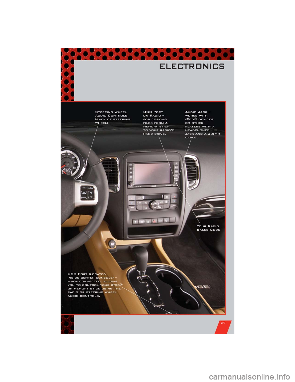 DODGE DURANGO 2011 3.G Owners Guide ELECTRONICS
37 DODGE DURANGO 2011 3.G Owners Guide ELECTRONICS
37