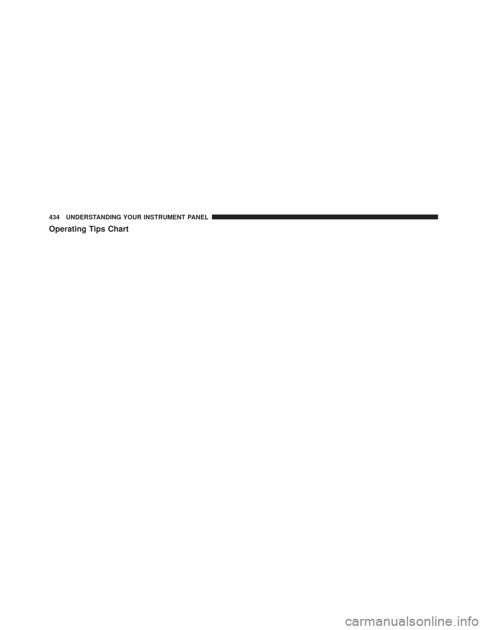 DODGE DURANGO 2013 3.G Owners Manual Operating Tips Chart
434 UNDERSTANDING YOUR INSTRUMENT PANEL 