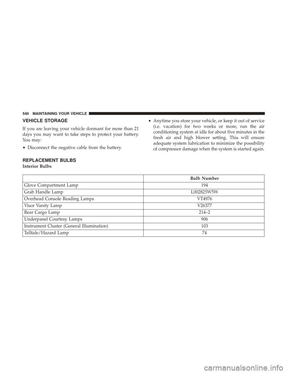 DODGE DURANGO 2017 3.G Owners Manual VEHICLE STORAGE
If you are leaving your vehicle dormant for more than 21
days you may want to take steps to protect your battery.
You may:
•Disconnect the negative cable from the battery. •
Anytim DODGE DURANGO 2017 3.G Owners Manual VEHICLE STORAGE
If you are leaving your vehicle dormant for more than 21
days you may want to take steps to protect your battery.
You may:
•Disconnect the negative cable from the battery. •
Anytim