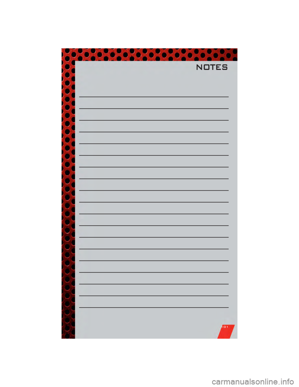DODGE JOURNEY 2011 1.G User Guide NOTES
101 DODGE JOURNEY 2011 1.G User Guide NOTES
101