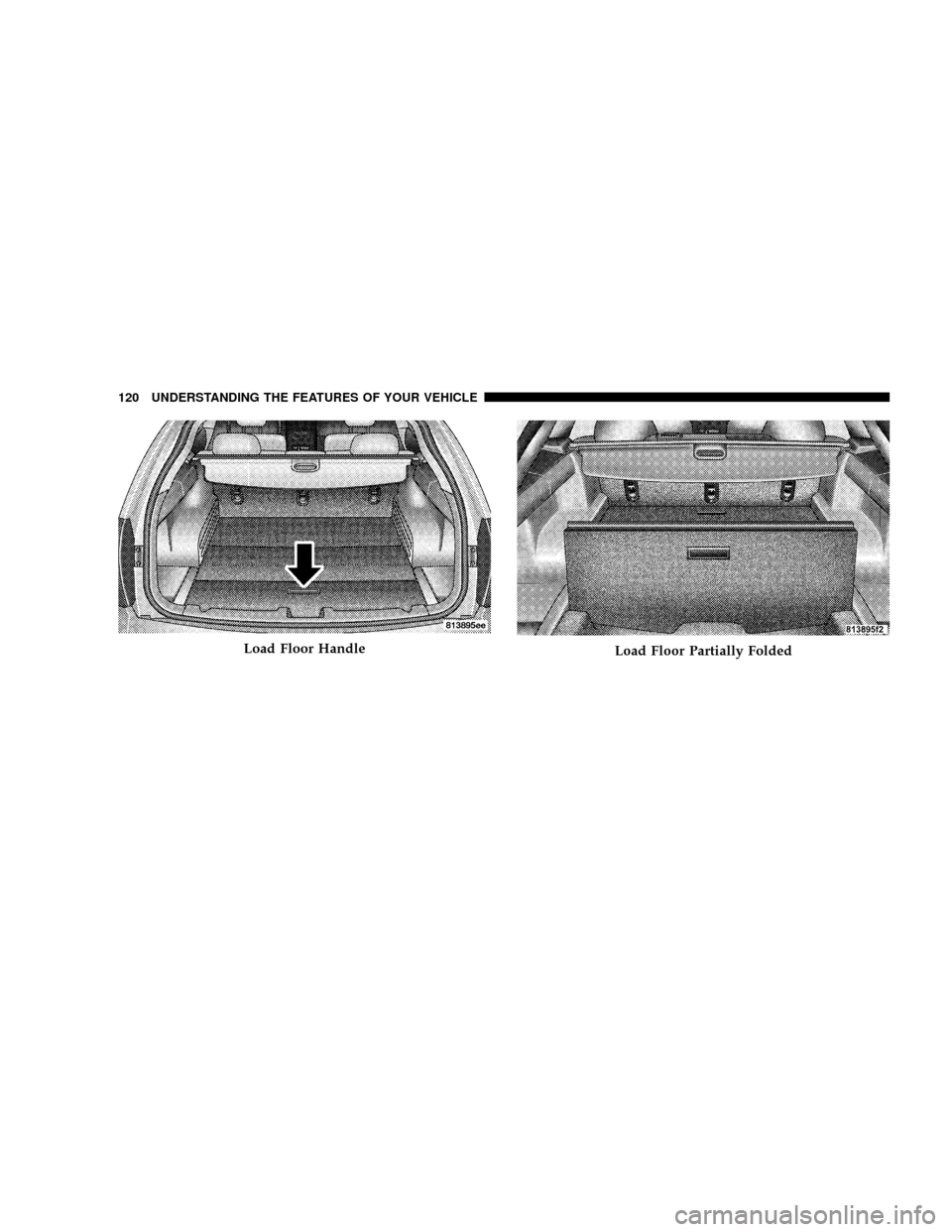 DODGE MAGNUM SRT 2007 1.G Owners Manual Load Floor HandleLoad Floor Partially Folded
120 UNDERSTANDING THE FEATURES OF YOUR VEHICLE 