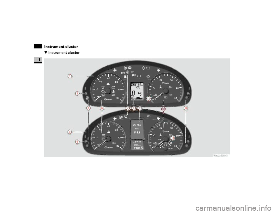 DODGE SPRINTER 2007 2.G User Guide 14 At a glanceInstrument cluster
1
\3 Instrument cluster
N54.32-2250-31 