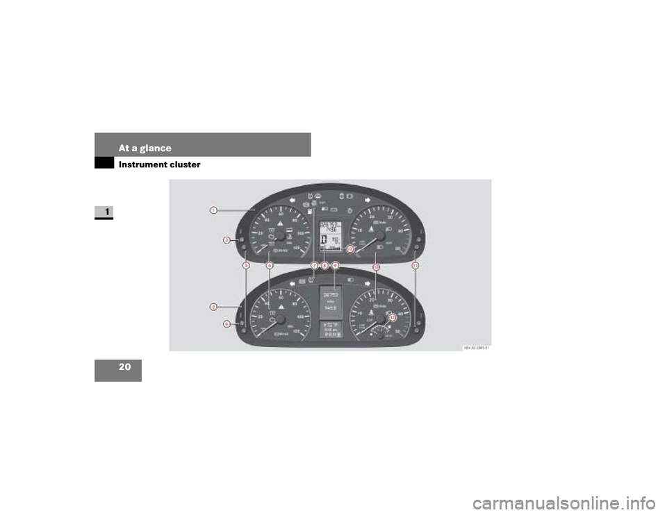 DODGE SPRINTER 2008 2.G Owners Manual 20 At a glanceInstrument cluster
1
Instrument clusternf_BA.book  Page 20  Friday, January 25, 2008  3:53 PM 