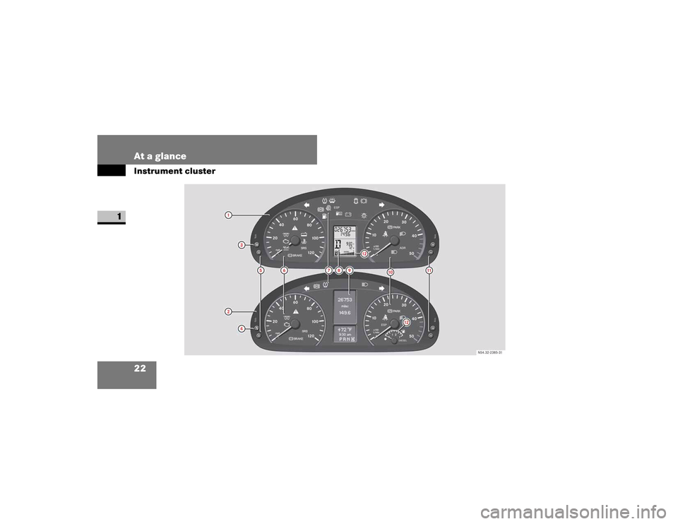 DODGE SPRINTER 2009 2.G Owners Manual 22 At a glanceInstrument cluster
1
Instrument cluster 