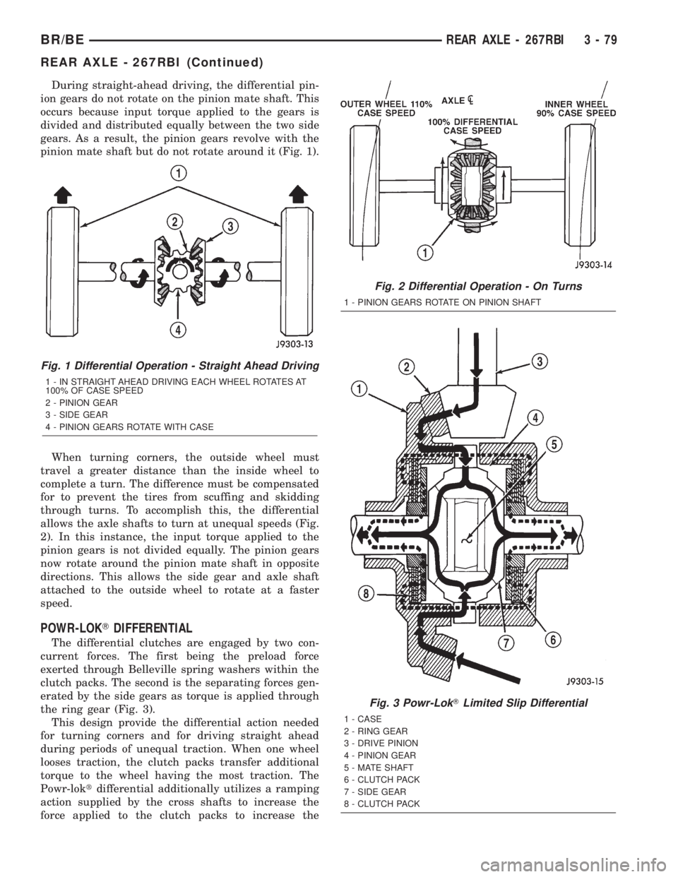 DODGE RAM 2002 Service Repair Manual During straight-ahead driving, the differential pin-
ion gears do not rotate on the pinion mate shaft. This
occurs because input torque applied to the gears is
divided and distributed equally between DODGE RAM 2002 Service Repair Manual During straight-ahead driving, the differential pin-
ion gears do not rotate on the pinion mate shaft. This
occurs because input torque applied to the gears is
divided and distributed equally between