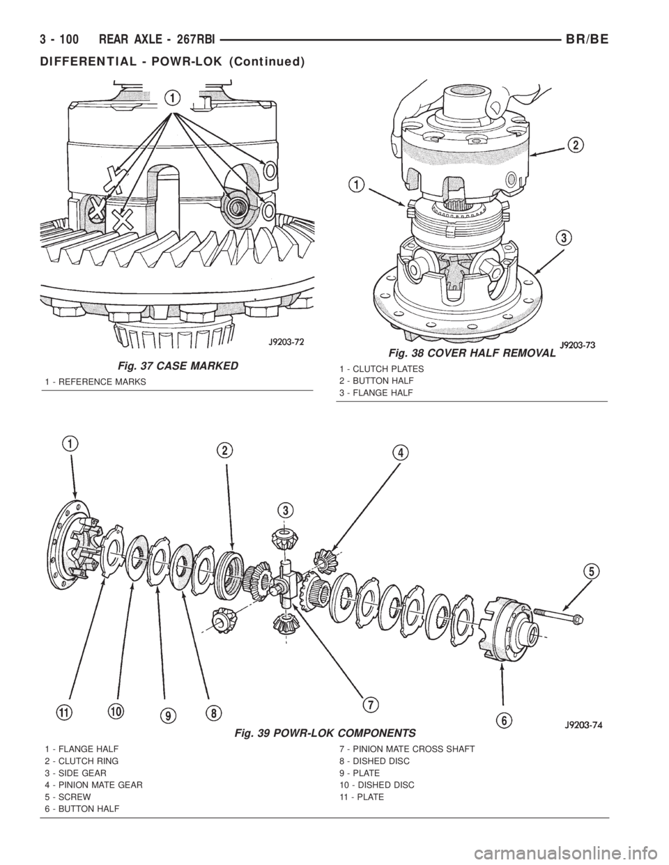 DODGE RAM 2002 Service Repair Manual Fig. 39 POWR-LOK COMPONENTS
1 - FLANGE HALF
2 - CLUTCH RING
3 - SIDE GEAR
4 - PINION MATE GEAR
5 - SCREW
6 - BUTTON HALF7 - PINION MATE CROSS SHAFT
8 - DISHED DISC
9 - PLATE
10 - DISHED DISC
11 - PLAT DODGE RAM 2002 Service Repair Manual Fig. 39 POWR-LOK COMPONENTS
1 - FLANGE HALF
2 - CLUTCH RING
3 - SIDE GEAR
4 - PINION MATE GEAR
5 - SCREW
6 - BUTTON HALF7 - PINION MATE CROSS SHAFT
8 - DISHED DISC
9 - PLATE
10 - DISHED DISC
11 - PLAT