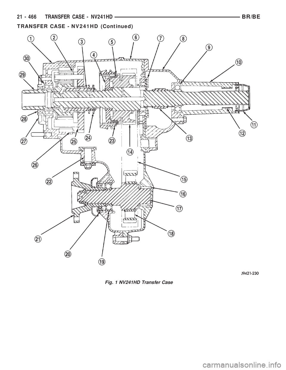 DODGE RAM 2002  Service Repair Manual Fig. 1 NV241HD Transfer Case
21 - 466 TRANSFER CASE - NV241HDBR/BE
TRANSFER CASE - NV241HD (Continued) 