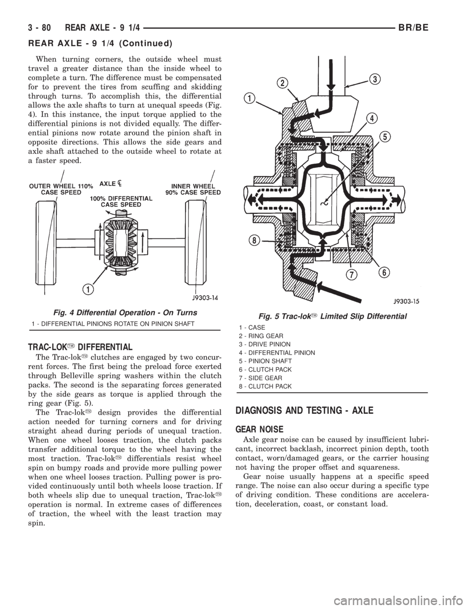 DODGE RAM 2001  Service Repair Manual When turning corners, the outside wheel must
travel a greater distance than the inside wheel to
complete a turn. The difference must be compensated
for to prevent the tires from scuffing and skidding
