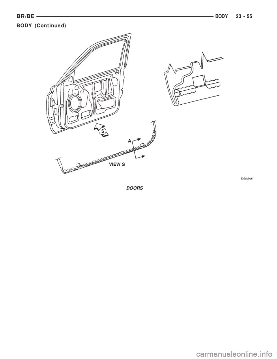 DODGE RAM 2001 Service Repair Manual DOORS
BR/BEBODY 23 - 55
BODY (Continued) DODGE RAM 2001 Service Repair Manual DOORS
BR/BEBODY 23 - 55
BODY (Continued)