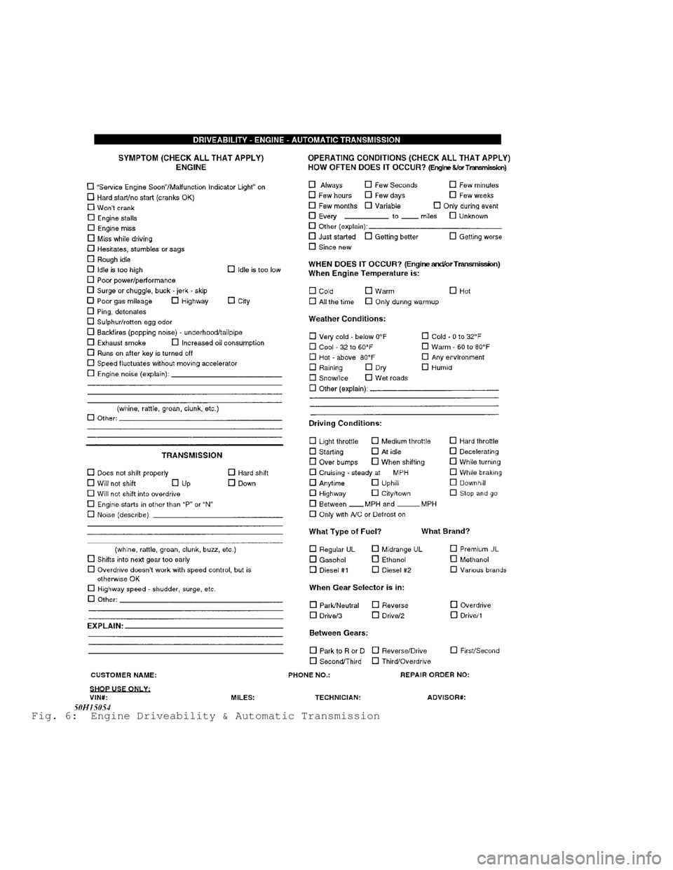 DODGE RAM 1999  Service Repair Manual Fig. 6:  Engine Driveability & Automatic Transmission                              