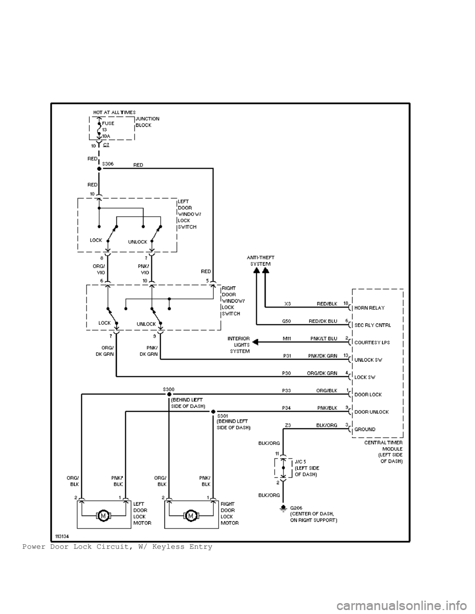 DODGE RAM 1999 Service Repair Manual Power Door Lock Circuit, W/ Keyless Entry DODGE RAM 1999 Service Repair Manual Power Door Lock Circuit, W/ Keyless Entry