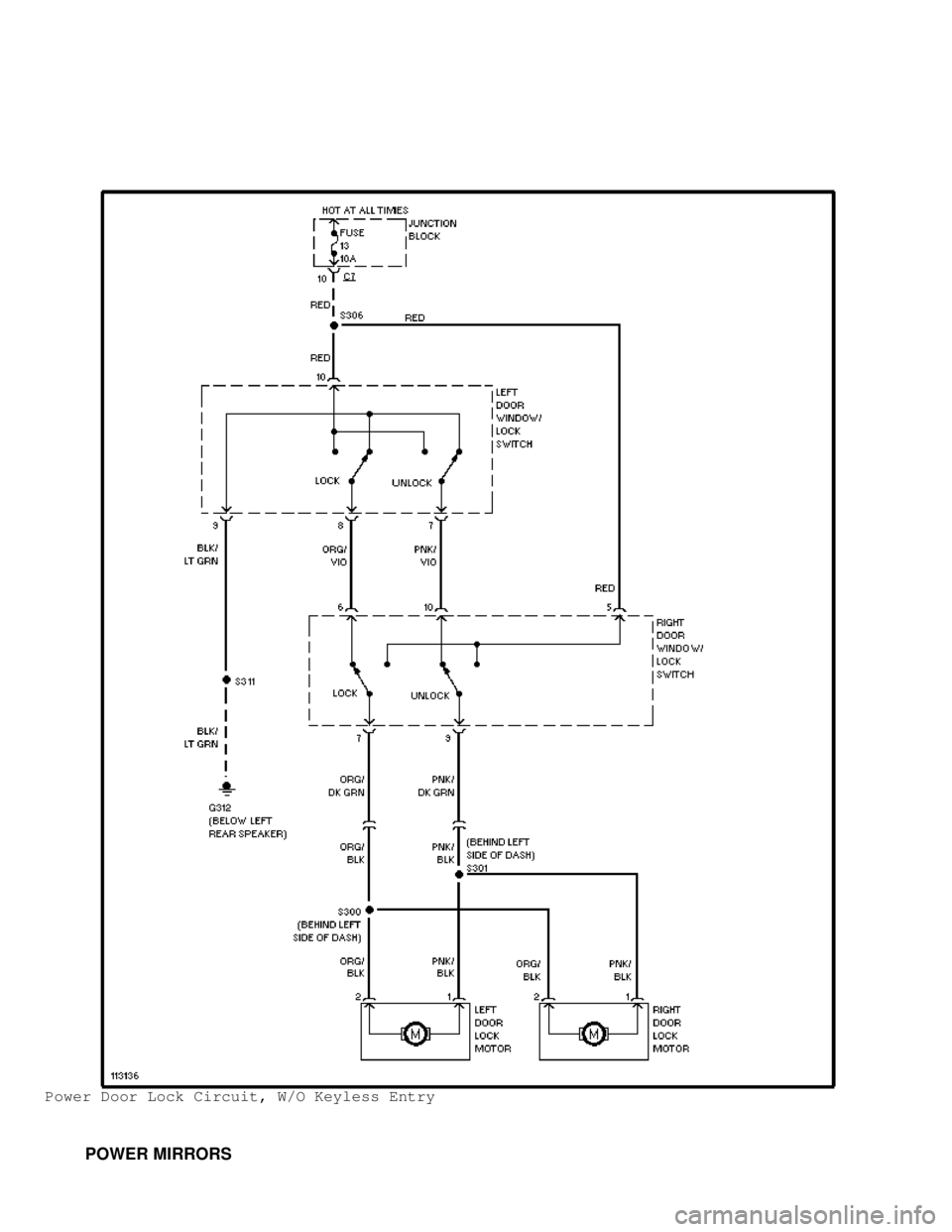 DODGE RAM 1999 Service Repair Manual Power Door Lock Circuit, W/O Keyless Entry
POWER MIRRORS DODGE RAM 1999 Service Repair Manual Power Door Lock Circuit, W/O Keyless Entry
POWER MIRRORS