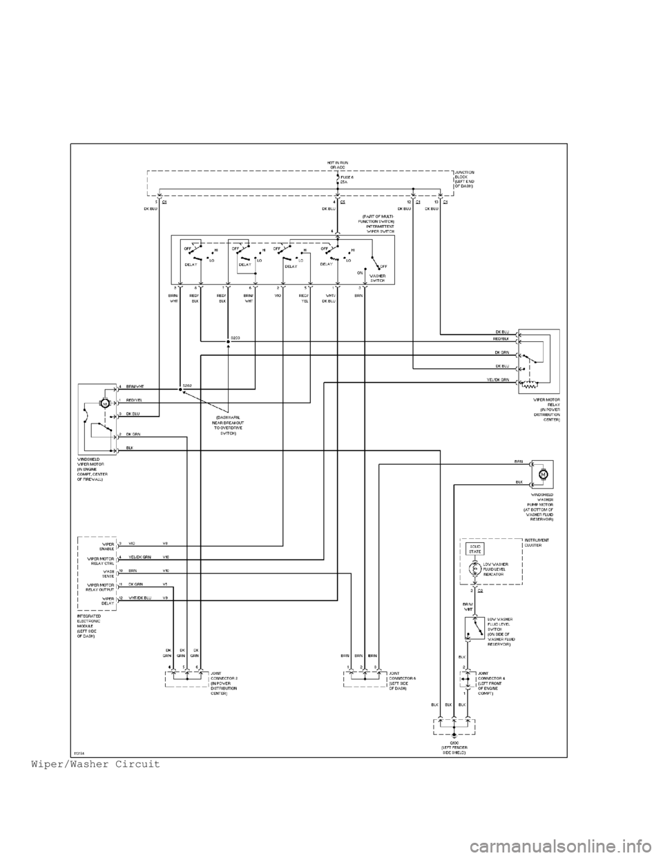 DODGE RAM 1999  Service Repair Manual Wiper/Washer Circuit                                     