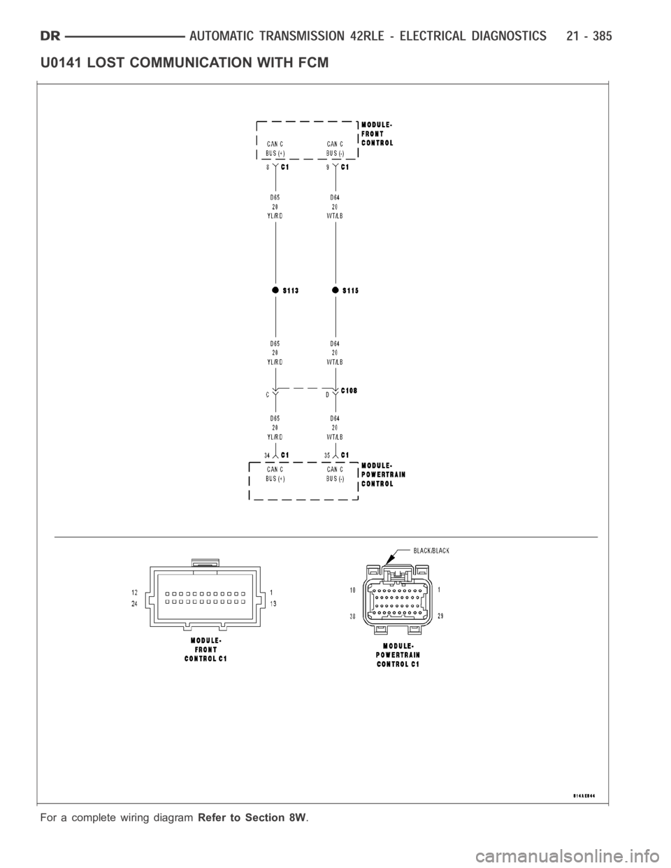 DODGE RAM SRT-10 2006 Service Repair Manual U0141 LOST COMMUNICATION WITH FCM
For a complete wiring diagramRefer to Section 8W. DODGE RAM SRT-10 2006 Service Repair Manual U0141 LOST COMMUNICATION WITH FCM
For a complete wiring diagramRefer to Section 8W.