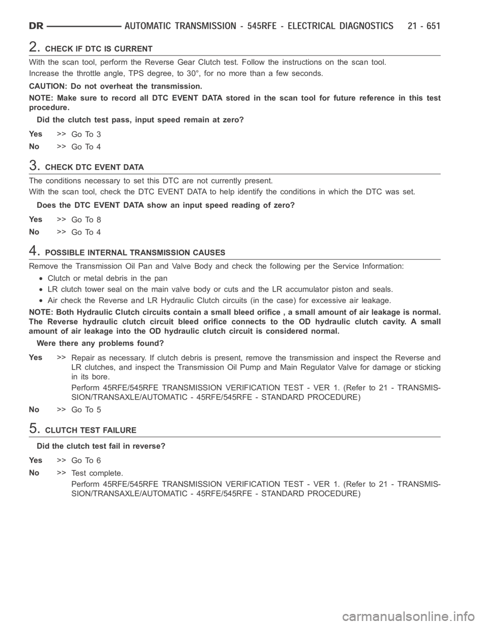 DODGE RAM SRT-10 2006 Service Repair Manual 2.CHECK IF DTC IS CURRENT
With the scan tool, perform the Reverse Gear Clutch test. Follow the instructions on the scan tool.
Increase the throttle angle, TPS degree, to 30°, for no more than a few s DODGE RAM SRT-10 2006 Service Repair Manual 2.CHECK IF DTC IS CURRENT
With the scan tool, perform the Reverse Gear Clutch test. Follow the instructions on the scan tool.
Increase the throttle angle, TPS degree, to 30°, for no more than a few s