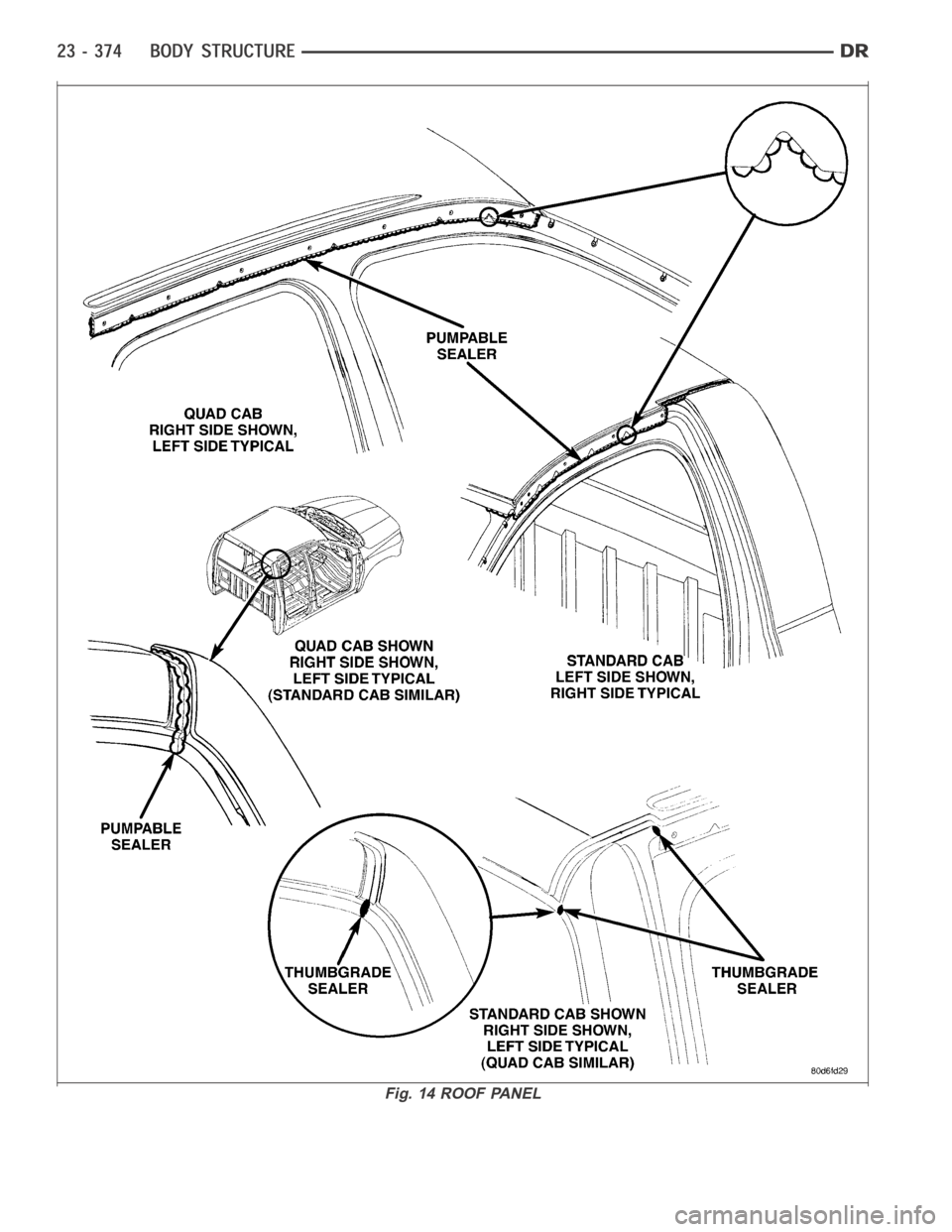 DODGE RAM SRT-10 2006 Service Repair Manual Fig. 14 ROOF PANEL DODGE RAM SRT-10 2006 Service Repair Manual Fig. 14 ROOF PANEL
