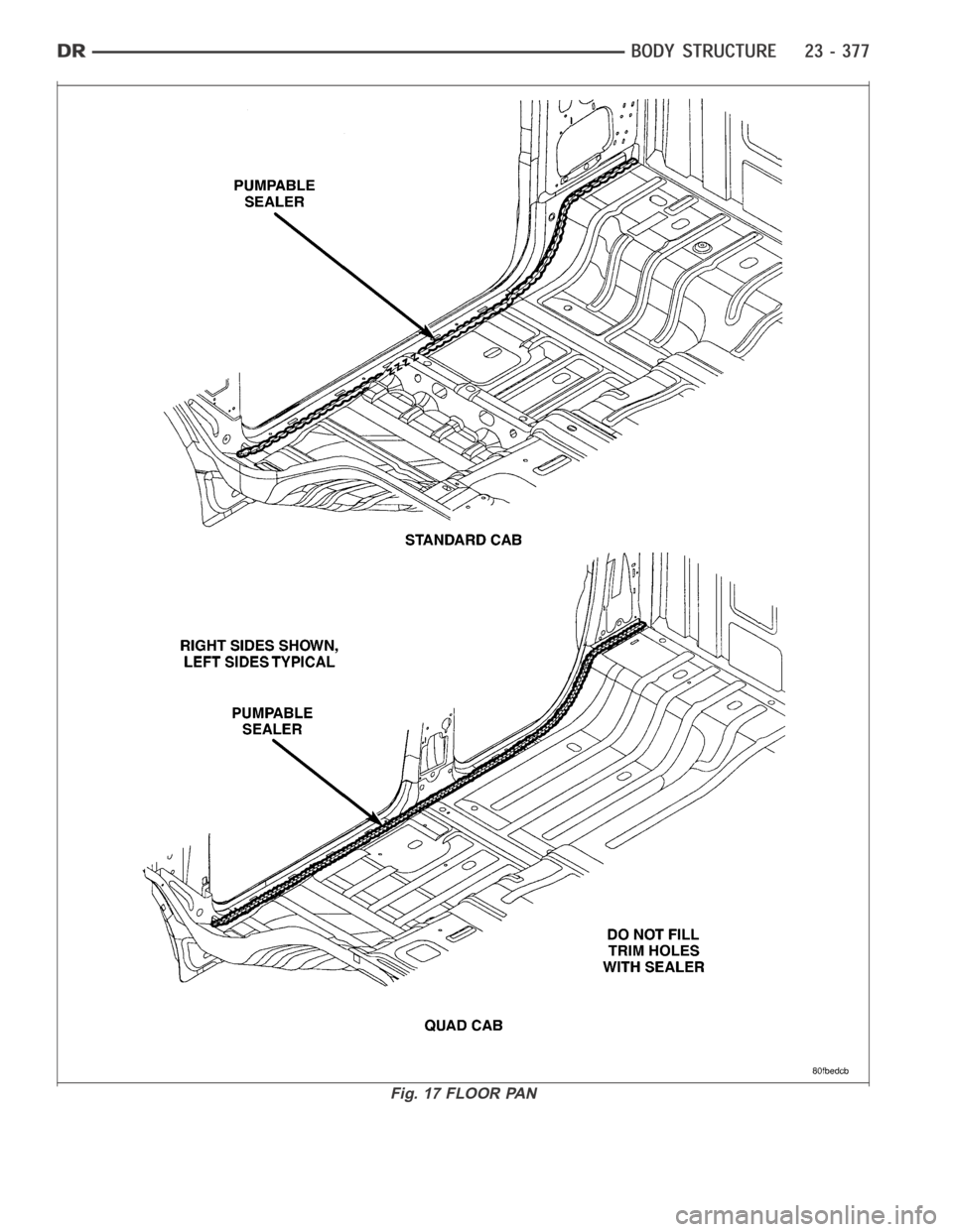 DODGE RAM SRT-10 2006 Service Repair Manual Fig. 17 FLOOR PAN DODGE RAM SRT-10 2006 Service Repair Manual Fig. 17 FLOOR PAN