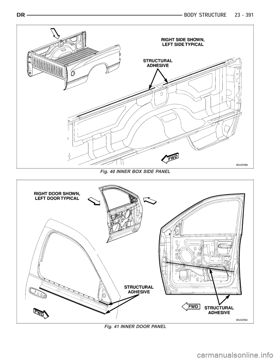 DODGE RAM SRT-10 2006 Service Repair Manual Fig. 40 INNER BOX SIDE PANEL
Fig. 41 INNER DOOR PANEL DODGE RAM SRT-10 2006 Service Repair Manual Fig. 40 INNER BOX SIDE PANEL
Fig. 41 INNER DOOR PANEL