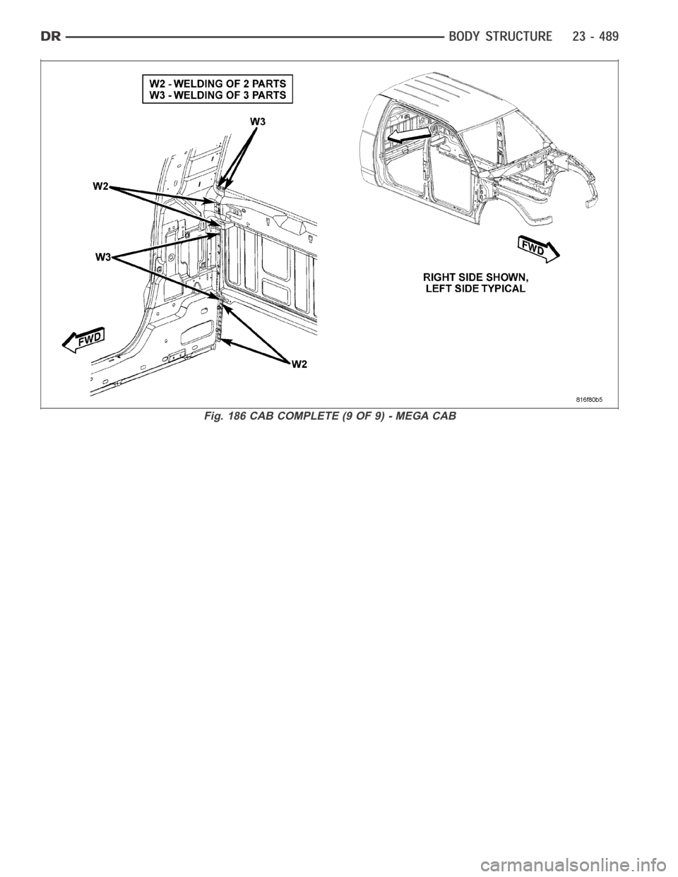 DODGE RAM SRT-10 2006 Service Repair Manual Fig. 186 CAB COMPLETE (9 OF 9) - MEGA CAB DODGE RAM SRT-10 2006 Service Repair Manual Fig. 186 CAB COMPLETE (9 OF 9) - MEGA CAB