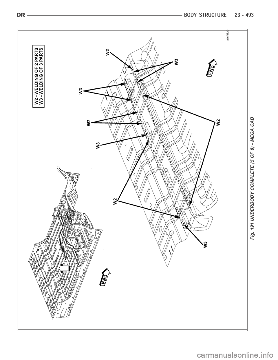 DODGE RAM SRT-10 2006 Service Repair Manual Fig. 191 UNDERBODY COMPLETE (5 OF 8) - MEGA CAB DODGE RAM SRT-10 2006 Service Repair Manual Fig. 191 UNDERBODY COMPLETE (5 OF 8) - MEGA CAB