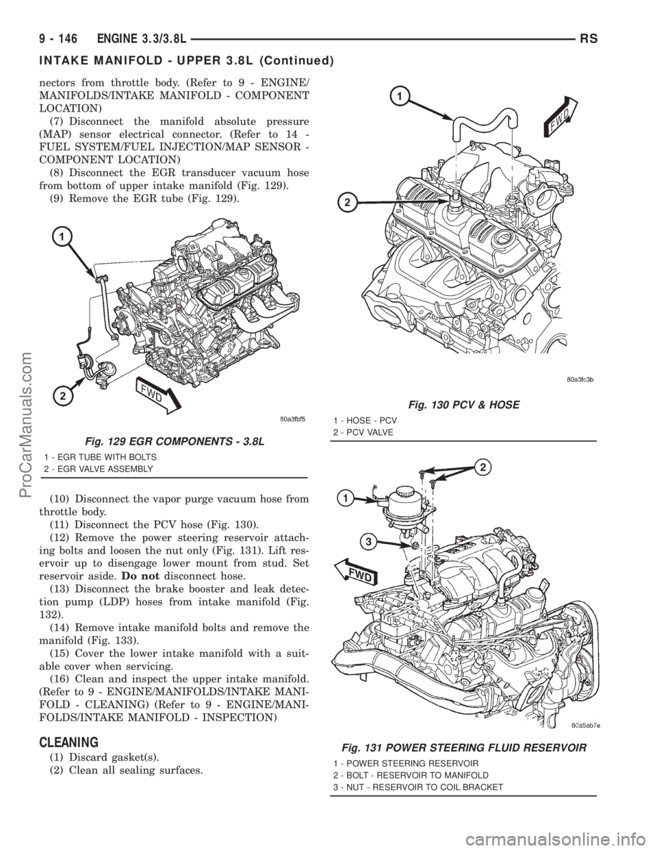 DODGE TOWN AND COUNTRY 2001 Service Manual nectors from throttle body. (Refer to 9 - ENGINE/
MANIFOLDS/INTAKE MANIFOLD - COMPONENT
LOCATION)
(7) Disconnect the manifold absolute pressure
(MAP) sensor electrical connector. (Refer to 14 -
FUEL S DODGE TOWN AND COUNTRY 2001 Service Manual nectors from throttle body. (Refer to 9 - ENGINE/
MANIFOLDS/INTAKE MANIFOLD - COMPONENT
LOCATION)
(7) Disconnect the manifold absolute pressure
(MAP) sensor electrical connector. (Refer to 14 -
FUEL S