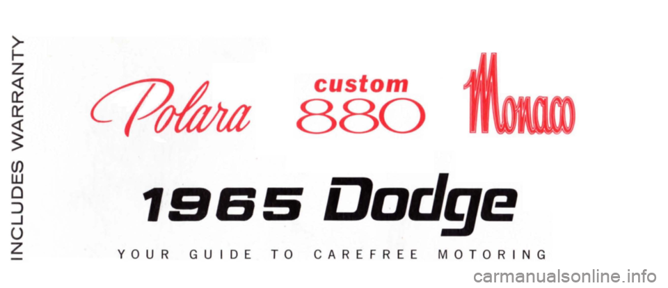 DODGE POLARA 1965 3.G Owners Manual 