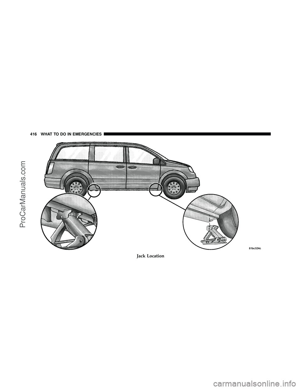 DODGE CARAVAN 2010 Owners Manual Jack Location
416 WHAT TO DO IN EMERGENCIES
ProCarManuals.com DODGE CARAVAN 2010 Owners Manual Jack Location
416 WHAT TO DO IN EMERGENCIES
ProCarManuals.com
