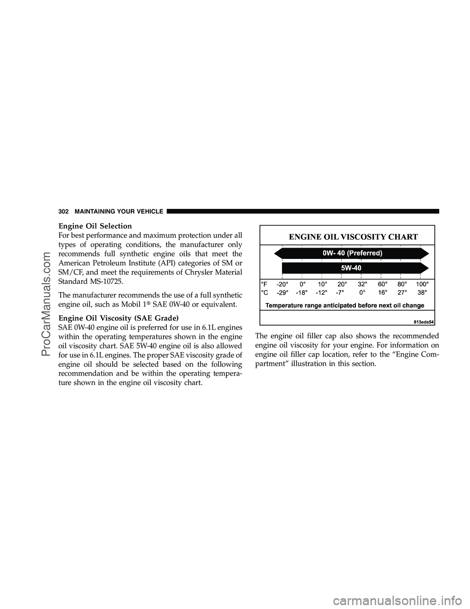 DODGE CHALLENGER 2008  Owners Manual Engine Oil Selection
For best performance and maximum protection under all
types of operating conditions, the manufacturer only
recommends full synthetic engine oils that meet the
American Petroleum I